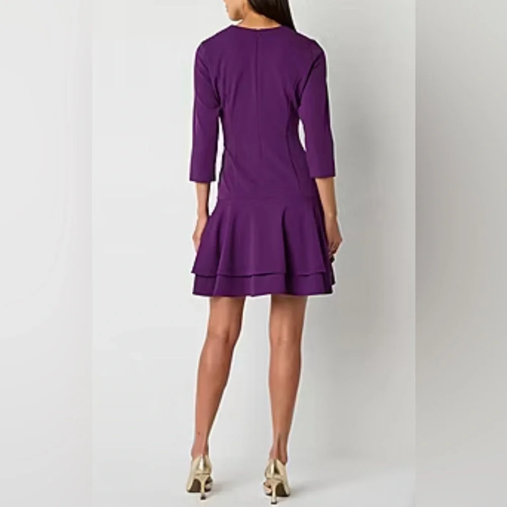 Danny and Nicole Fit and Flare Ruffle dress sz 12 NWT - Picture 2 of 8